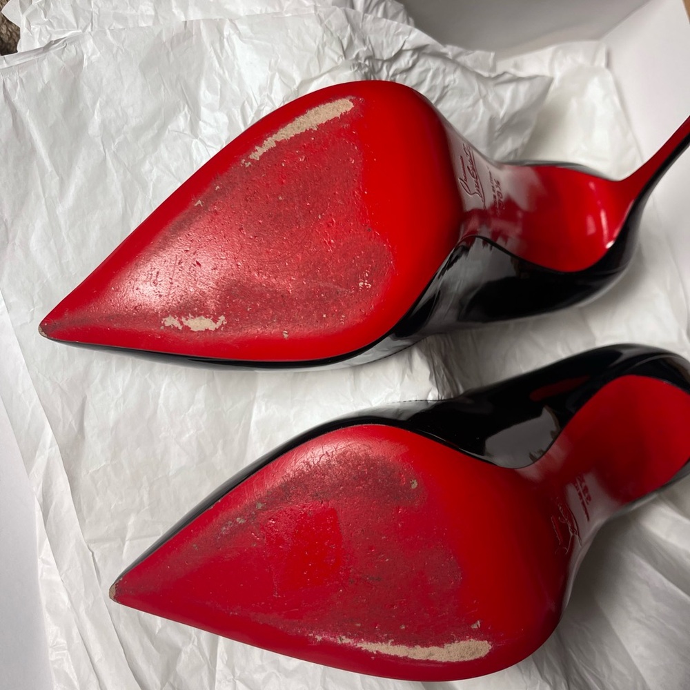 Christian Louboutin ‘Hot Chick’ 100mm Black Patent Leather Pumps US 9.5 EU 38.5 - Picture 9 of 12